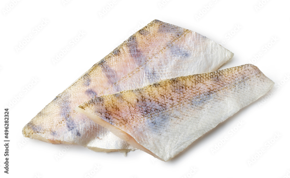 Sticker zander fillet on white background