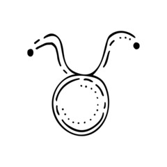 Zodiac sign Taurus line art. Vector zodiac symbol. Taurus constellation. Hand drawn astrological element. Graphic illustration. Calendar horoscope of stars.