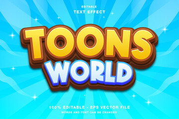 Toons World 3D Cartoon Game Editable Text Effect Style - obrazy, fototapety, plakaty