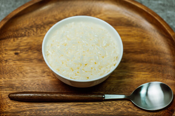 Delicious rice in a white bowl