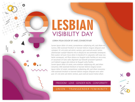 Lesbian visibility day vector. Vector female gender icon. Lesbian flag color vector. April 26th