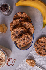 homemade oatmeal and banana cookies with chocolate chips