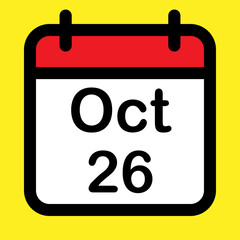 Calendar icon twenty sixth October