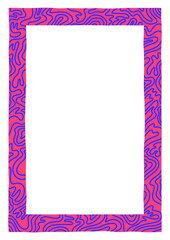 Decorative frame with colored pattern. Frame in A4 format. Fantasy square brightly colored frame. Perfect as a photo frame, for scrapbooking, postcards, posters, invitation cards.