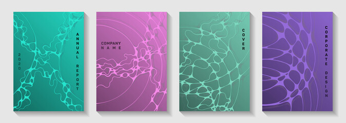 Chic dance party posters. Complex curve lines blockchain backdrops. Minimalist notebook vector layouts. Night party posters collection fluid curves graphic design.