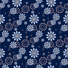 Seamless pattern - floral lights. Vector editable pattern