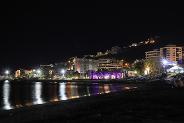 Fototapeta na wymiar Beach in Budva at night
