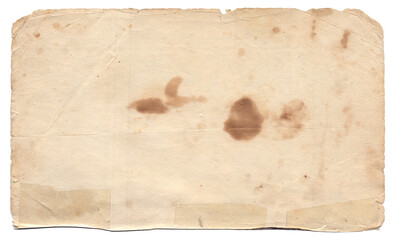 Old vintage rough paper with scratches and stains texture isolated