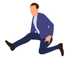 man, guy jumping flat design, isolated, vector