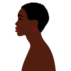 portrait african american woman flat design, isolated, vector