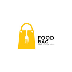 Fresh Food Shopping Logo design vector template. Hands Holding Bag Logotype concept negative space icon.