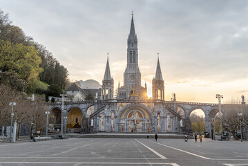 Sanctuary of Our Lady of Lourdes, France in spring 2022.