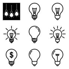 Lightbulbs2 Flat Icon Set Isolated On White Background