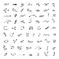 Vector set of hand-drawn arrows, elements for presentation