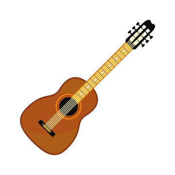 Guitar. A musical stringed instrument in a simple flat style. Vector illustration isolated on a white background for design and web.