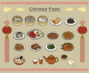 Varioud chinese foods set