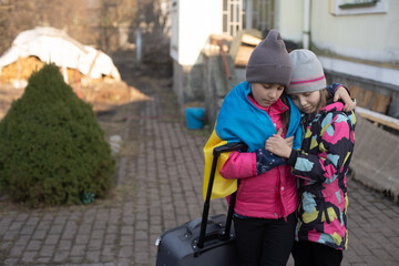 Ukrainian refugees escaping to Europe during russian war