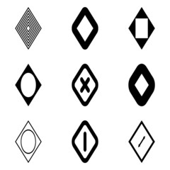 Rhombus Flat Icon Set Isolated On White Background