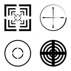 Crosshairs2 Flat Icon Set Isolated On White Background