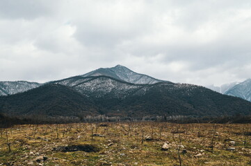 Caucasus mountains view from the Alazani valley