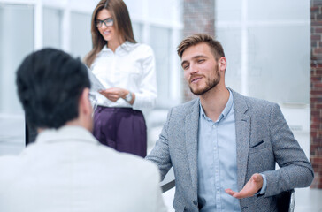 business people talk in the Bank office