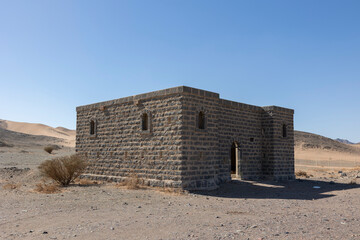Abandoned Ottoman railway station house at Huraymil in the Al Madinah region of north west Saudi...