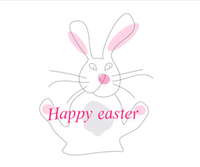 easter bunny with happy easter lettering