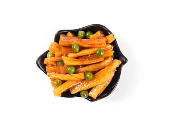 preserved mixed pickles radish vegetable on white background