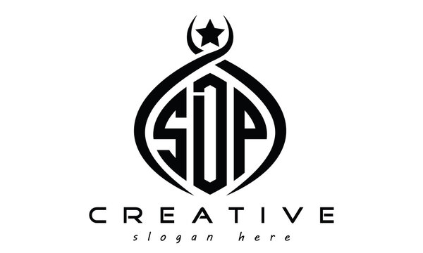SDP three letters monogram curved oval initial logo design, geometric minimalist modern business shape creative logo
