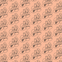 seamless pattern with face line art