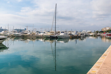 A view towards the marina in the centre of Alicante on a spring day
