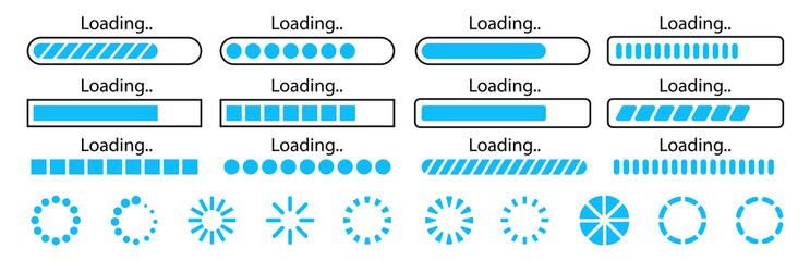 Progress loading bar. Load, download, connecting status indicators. System software update and upgrade concept. Vector illustration. - obrazy, fototapety, plakaty