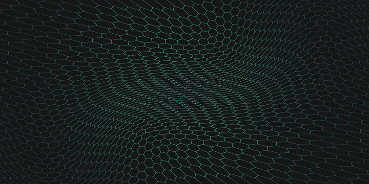 black background and hexagon wave