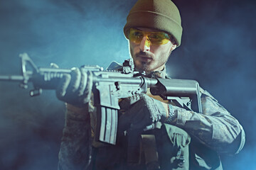 infantryman in battle