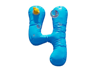 Toy lifebuoy. Summer font. Number 4