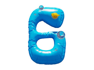 Toy lifebuoy. Summer font. Number 6