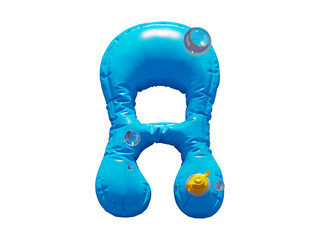 Toy lifebuoy. Summer font. Letter A