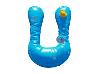 Toy lifebuoy. Summer font. Letter U
