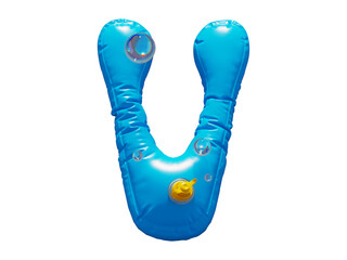 Toy lifebuoy. Summer font. Letter V