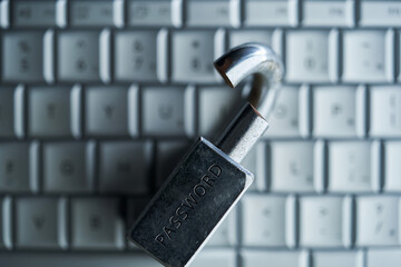 close up of padlock on keyboard