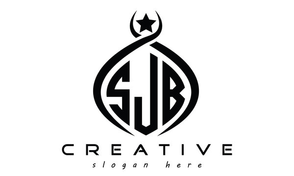 SJB three letters monogram curved oval initial logo design, geometric minimalist modern business shape creative logo, vector template