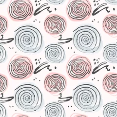 Tapeten Vector abstract seamless pattern with circles and doodles. Vector illustration for printing on fabric, paper and accessories. © VeraTerenteva