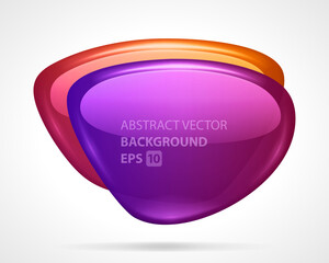 Blob geometric divided in space vector banner background. Purple abstract shape with double lens and matte finish. Orange futuristic surface with subdued soft lighting for presentation.