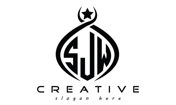 SJW three letters monogram curved oval initial logo design, geometric minimalist modern business shape creative logo, vector template