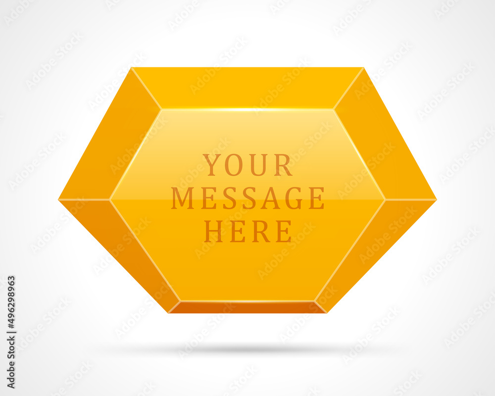Wall mural yellow geometric hexagon vector banner. diamond bright crystal template with futuristic design. glas