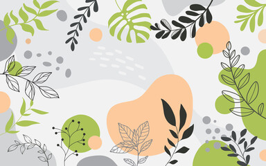 Design banner frame flower Spring background with beautiful. flower background for design. Colorful background with tropical plants.