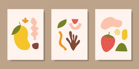 Cover template collection with hand drawn organic shapes. Vector illustration