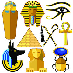 Ensemble d& 39 éléments d& 39 icônes de symboles anciens de l& 39 Égypte Art graphique vectoriel