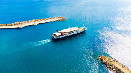 cruise ship sailing from port