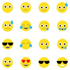 Cartoon emoji set. Vector emoticon set. Big set of emoticon smile icons.